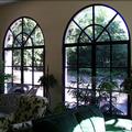 Arched plate glass window